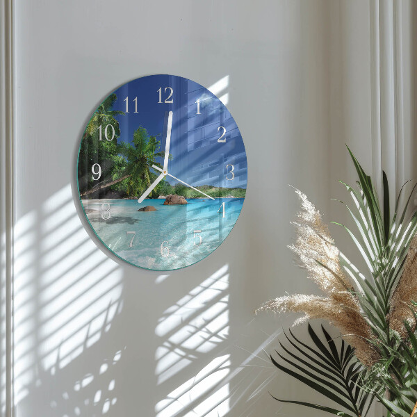 Glas wanduhr Island Palms
