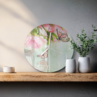 Glas wanduhr Schmetterlinge