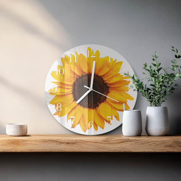 Glas wanduhr Sonnenblume
