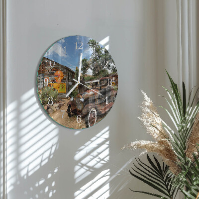 Glas wanduhr Altes Auto
