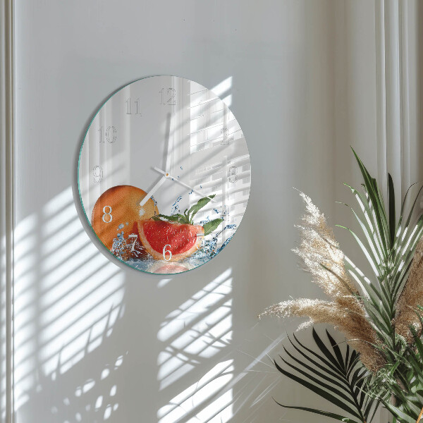 Glas wanduhr Grapefruit