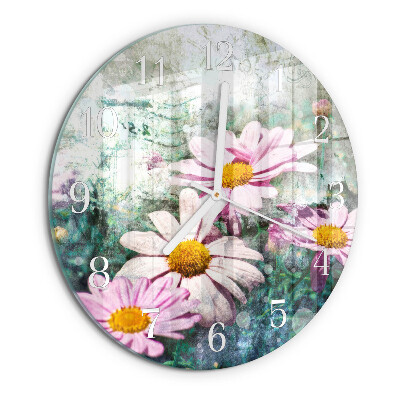 Glas wanduhr Blumen