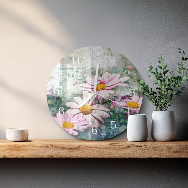 Glas wanduhr Blumen