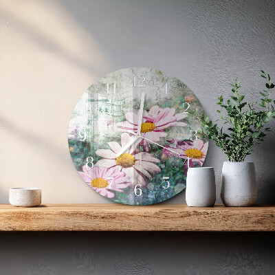 Glas wanduhr Blumen