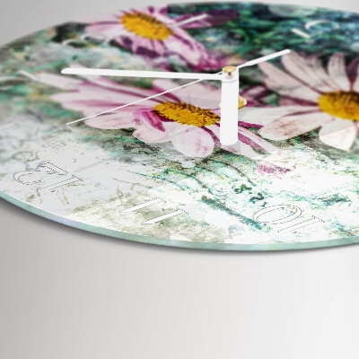 Glas wanduhr Blumen