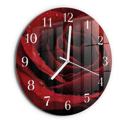Glas wanduhr Rose
