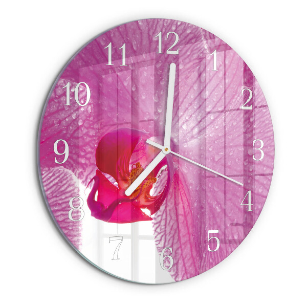 Glas wanduhr Orchidee