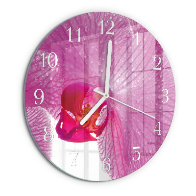 Glas wanduhr Orchidee