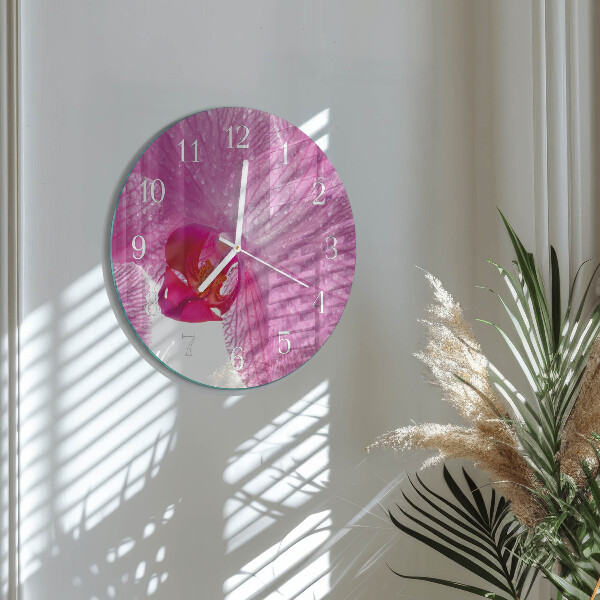 Glas wanduhr Orchidee