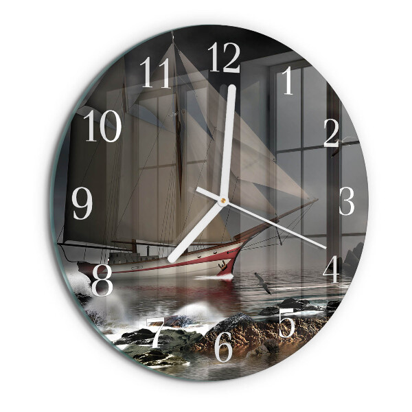 Glas wanduhr Segelboot