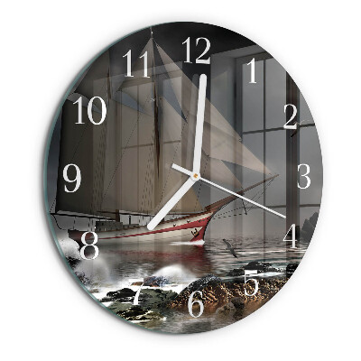 Glas wanduhr Segelboot