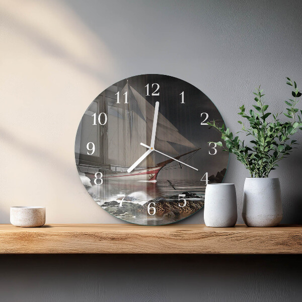 Glas wanduhr Segelboot