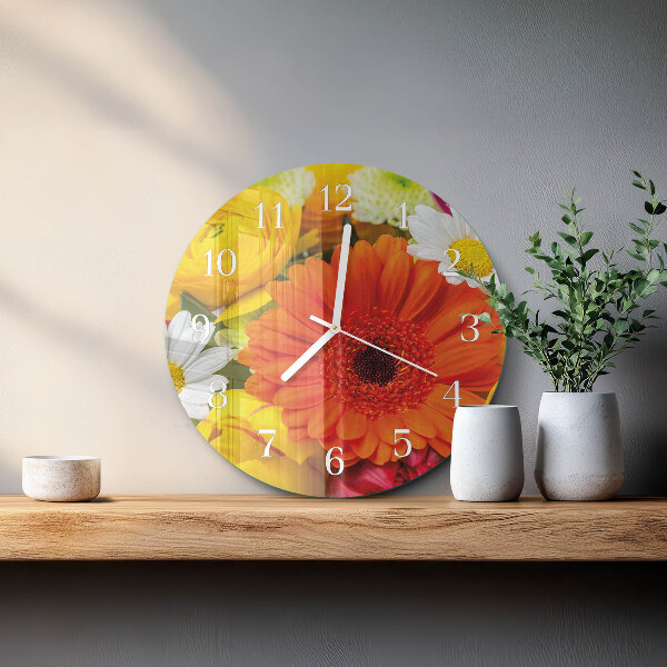 Glas wanduhr Blumen