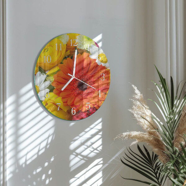 Glas wanduhr Blumen