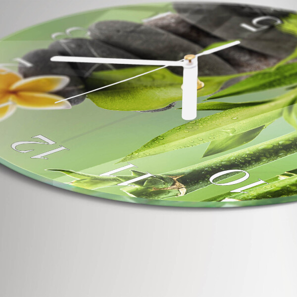 Glas wanduhr Bambussteine