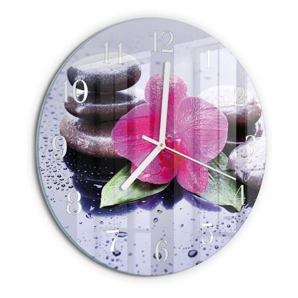 Glas wanduhr Orchidee