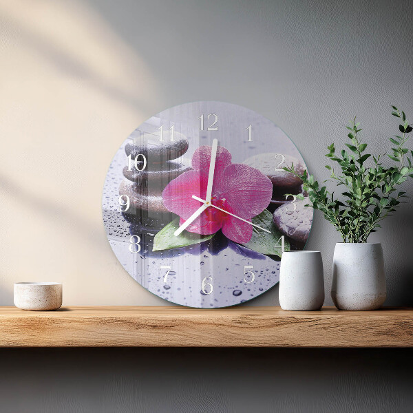 Glas wanduhr Orchidee