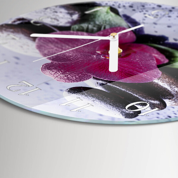 Glas wanduhr Orchidee
