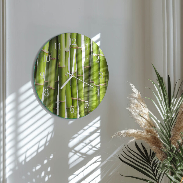 Glas wanduhr Bambus