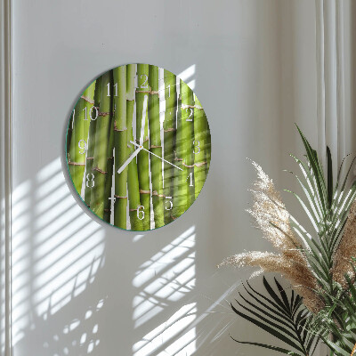 Glas wanduhr Bambus