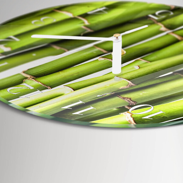 Glas wanduhr Bambus