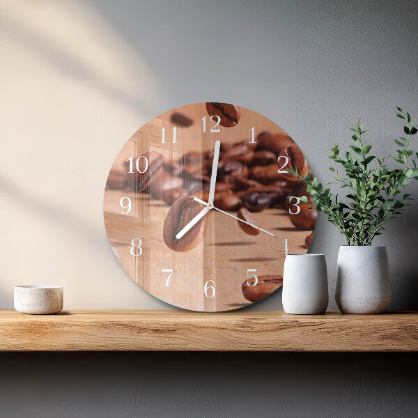 Glas wanduhr Kaffeebohnen