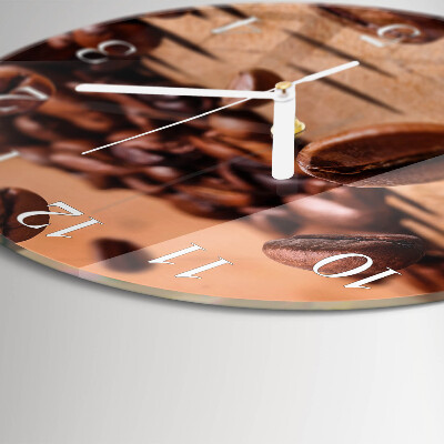 Glas wanduhr Kaffeebohnen