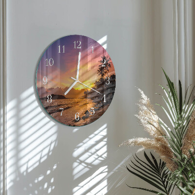 Glas wanduhr Sonnenuntergang
