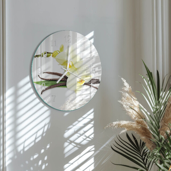 Glas wanduhr Vanilleorchidee