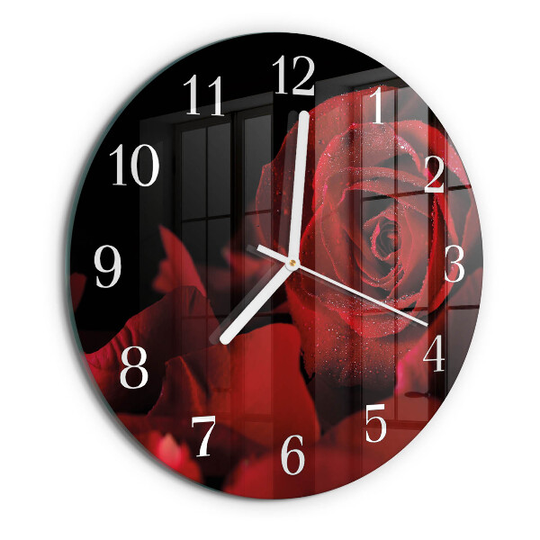 Glas wanduhr Rose