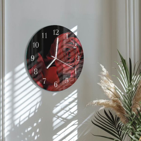 Glas wanduhr Rose