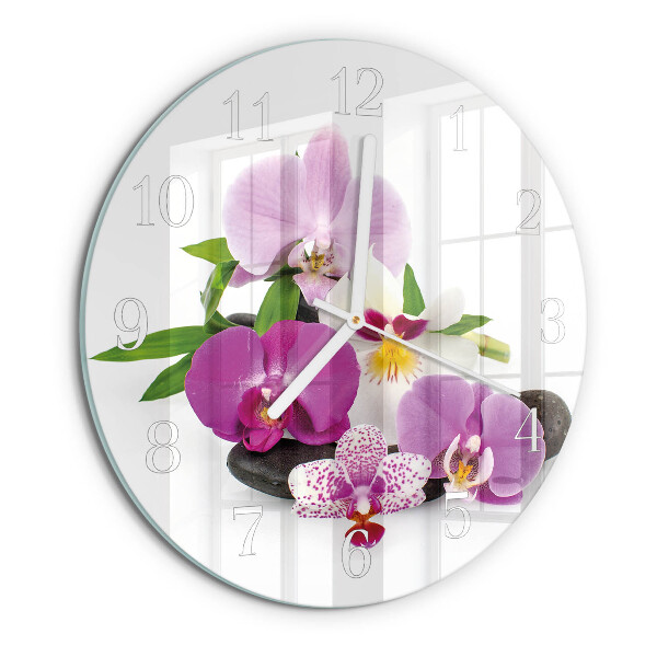 Glas wanduhr Orchidee