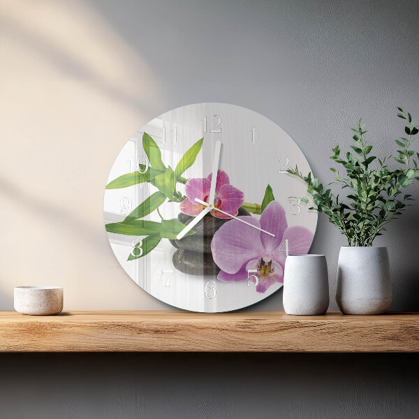 Glas wanduhr Orchidee