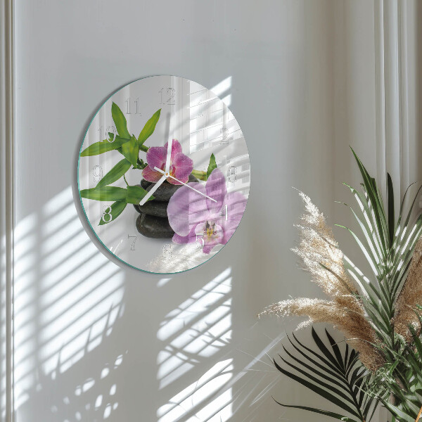 Glas wanduhr Orchidee