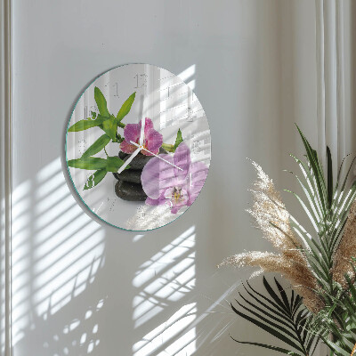 Glas wanduhr Orchidee