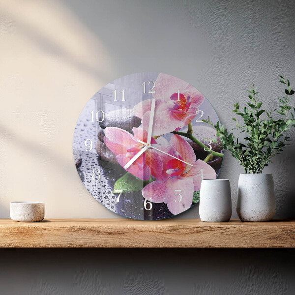Glas wanduhr Orchidee
