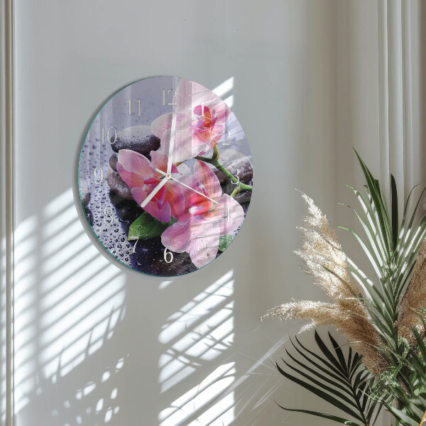 Glas wanduhr Orchidee