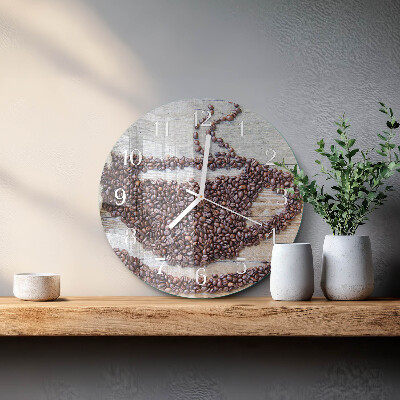 Glas wanduhr Kaffeebohnen