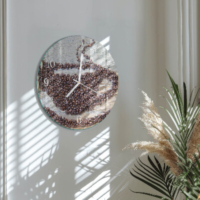 Glas wanduhr Kaffeebohnen