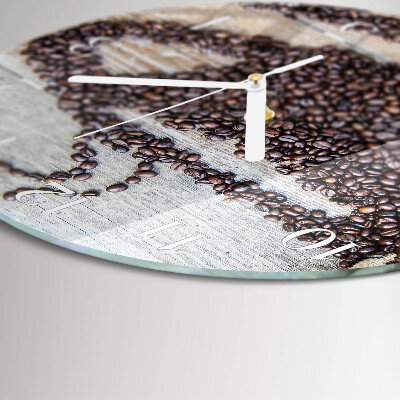 Glas wanduhr Kaffeebohnen