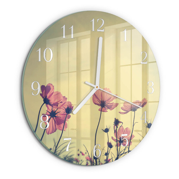 Glas wanduhr Blumen