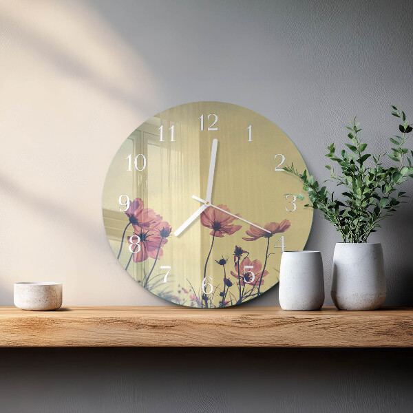 Glas wanduhr Blumen