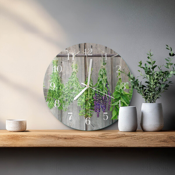 Glas wanduhr Kräuter