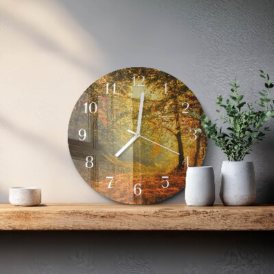 Glas wanduhr Herbst im Wald