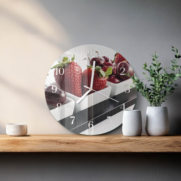 Glas wanduhr Erdbeeren