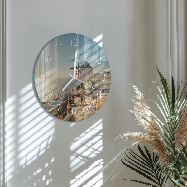 Glas wanduhr Santorini