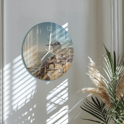 Glas wanduhr Santorini