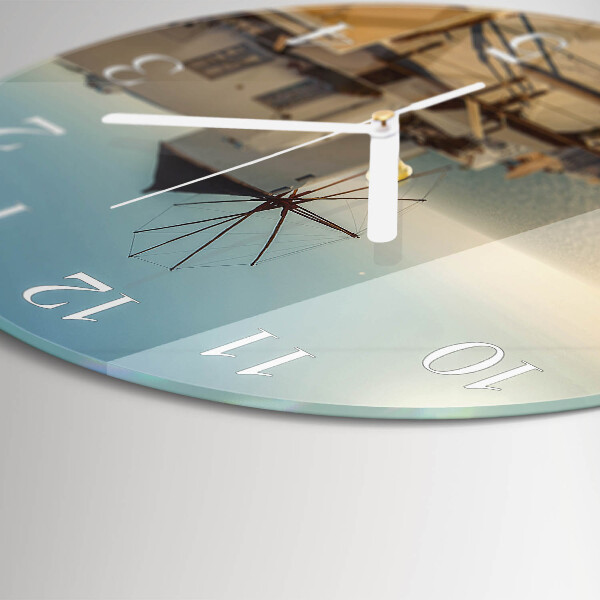 Glas wanduhr Santorini