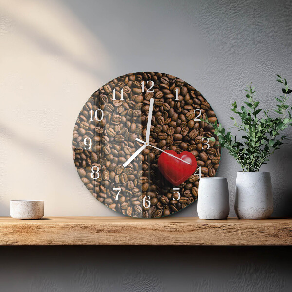 Glas wanduhr Kaffeebohnen
