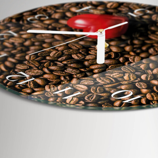 Glas wanduhr Kaffeebohnen